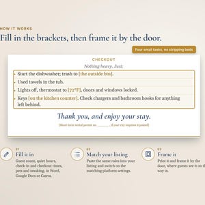 Placa bilíngue com as regras da casa do Airbnb (inglês e espanhol), Reglas de la Casa, editável em Canva e Word, para imprimir. imagem 6