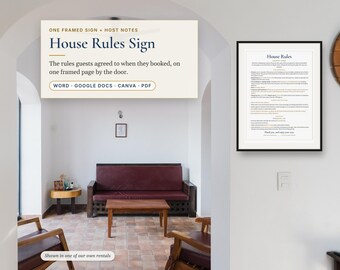 Airbnb House Rules Sign, Printable Vacation Rental Rules, Vrbo Short Term Rental Sign, Permit Line, Editable Word, Google Docs, Canva