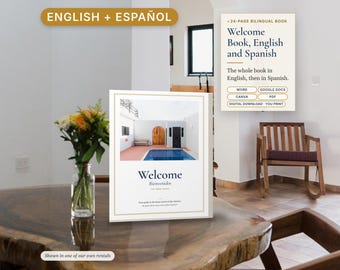 Bilingual Airbnb Welcome Book English Spanish, Libro de Bienvenida, House Manual and Local Guide