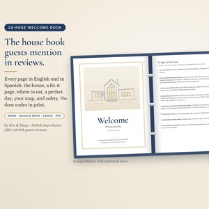 Bilingual Airbnb Welcome Book English Spanish, Libro de Bienvenida, House Manual and Local Guide, Vrbo Short Term Rental, Word, Canva bild 2