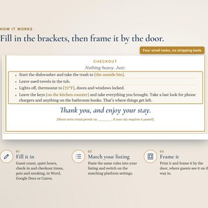 Airbnb House Rules Sign, Editable Canva and Word, Printable Vacation Rental Rules and Checkout Instructions image 6