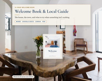 Airbnb Welcome Book Template, House Manual and Local Guide, Vacation Rental Welcome Binder, Vrbo Short Term Rental, Editable Word, Canva