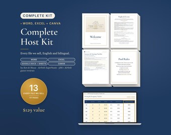 Airbnb Template Bundle, Complete Host Kit, English and Bilingual English Spanish, Welcome Book, Rules, Checklist, Signs