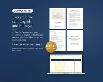 Complete Airbnb Host Kit, English and Bilingual Spanish, Every Template, Welcome Book, Rules, Checklist, Signs, Vrbo Short Term Rental