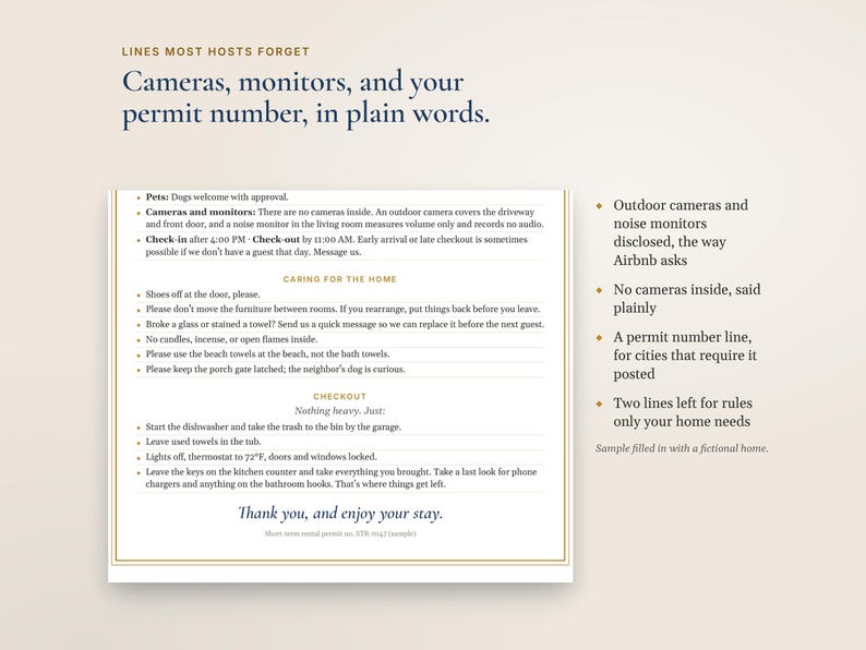 Airbnb House Rules Sign, Editable Canva and Word, Printable Vacation Rental Rules and Checkout Instructions image 3