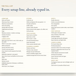 Airbnb Startup Budget Spreadsheet, Vacation Rental Setup Checklist and Furnishing List, Excel imagen 3