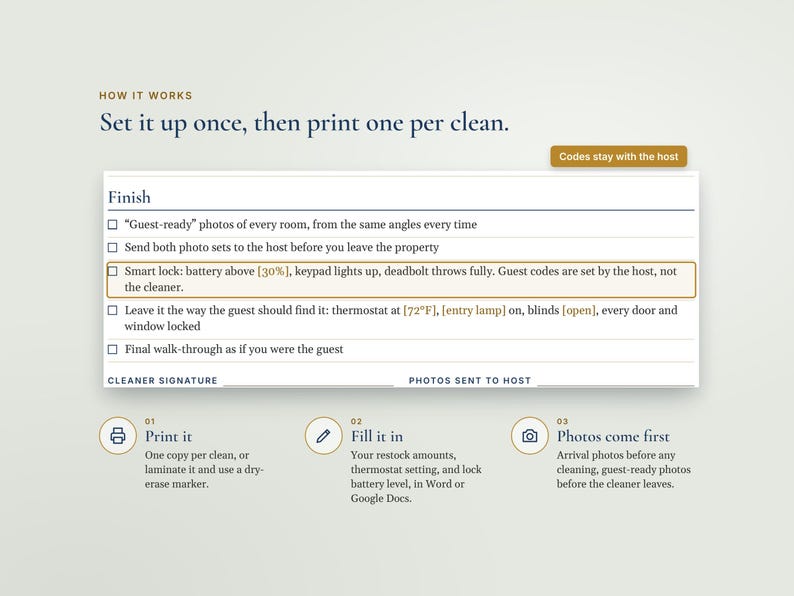 Airbnb Cleaning Checklist, Turnover Checklist for Cleaners, Editable Word & Google Docs, Vacation Rental Cleaning SOP 画像 6