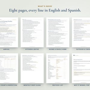 Bilingual Airbnb Cleaning Checklist English Spanish, Lista de Limpieza, Turnover Checklist for Spanish Speaking Cleaners, Vrbo, Word imagen 2