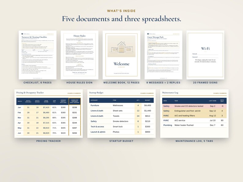 Airbnb Host Bundle, STR Host Starter Kit, Welcome Book, House Rules, Cleaning Checklist, Guest Messages, Signs, Spreadsheets, Word, Canva image 4