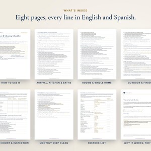 Bilingual Airbnb Cleaning Checklist English Spanish, Lista de Limpieza, Turnover Checklist for Cleaners afbeelding 2