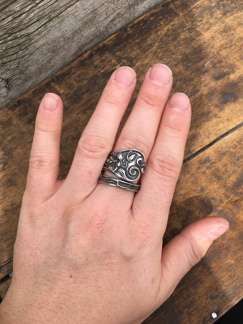 Size 9 1/2 Sterling Silver Spoon Ring Vintage Silverware Etsy