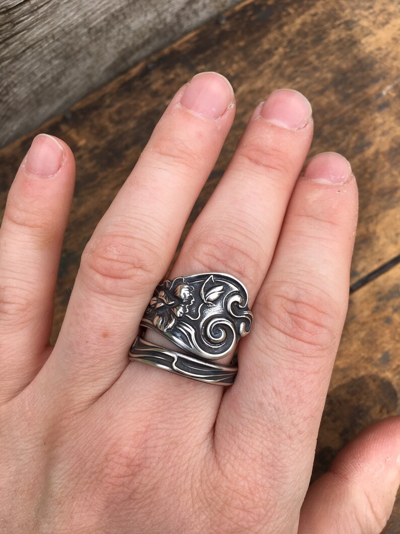 Size 9 1/2 Sterling Silver Spoon Ring vintage silverware Etsy