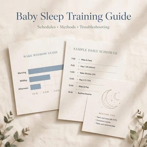 Handleiding voor slaaptraining voor baby's | E-book over zachte slaapmethoden | Slaapschema voor pasgeborenen | Printbaar slaaplogboek