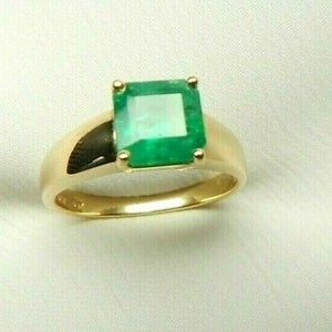 Colombian Emerald Ring Emerald Cut 1.39 Cts 14K Gold Size 7 US Fine Jewelry Muzo