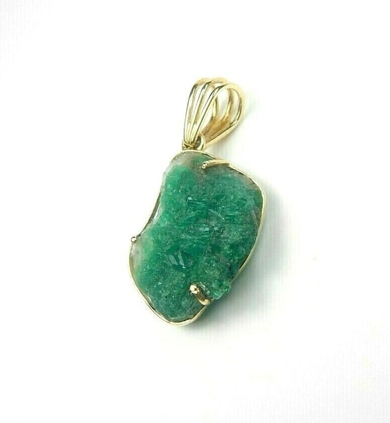 Colombian Emerald Natural Raw Crystal Pendant 27.… - image 1
