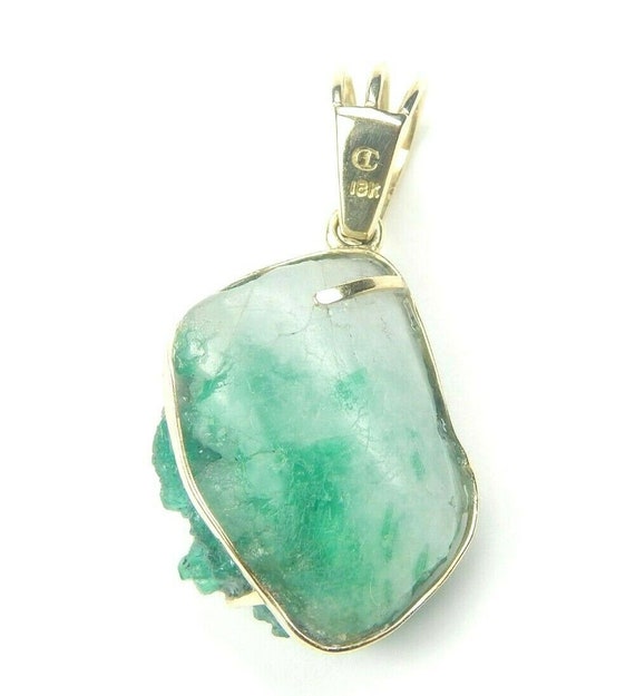 Colombian Emerald Natural Raw Crystal Pendant 27.… - image 9