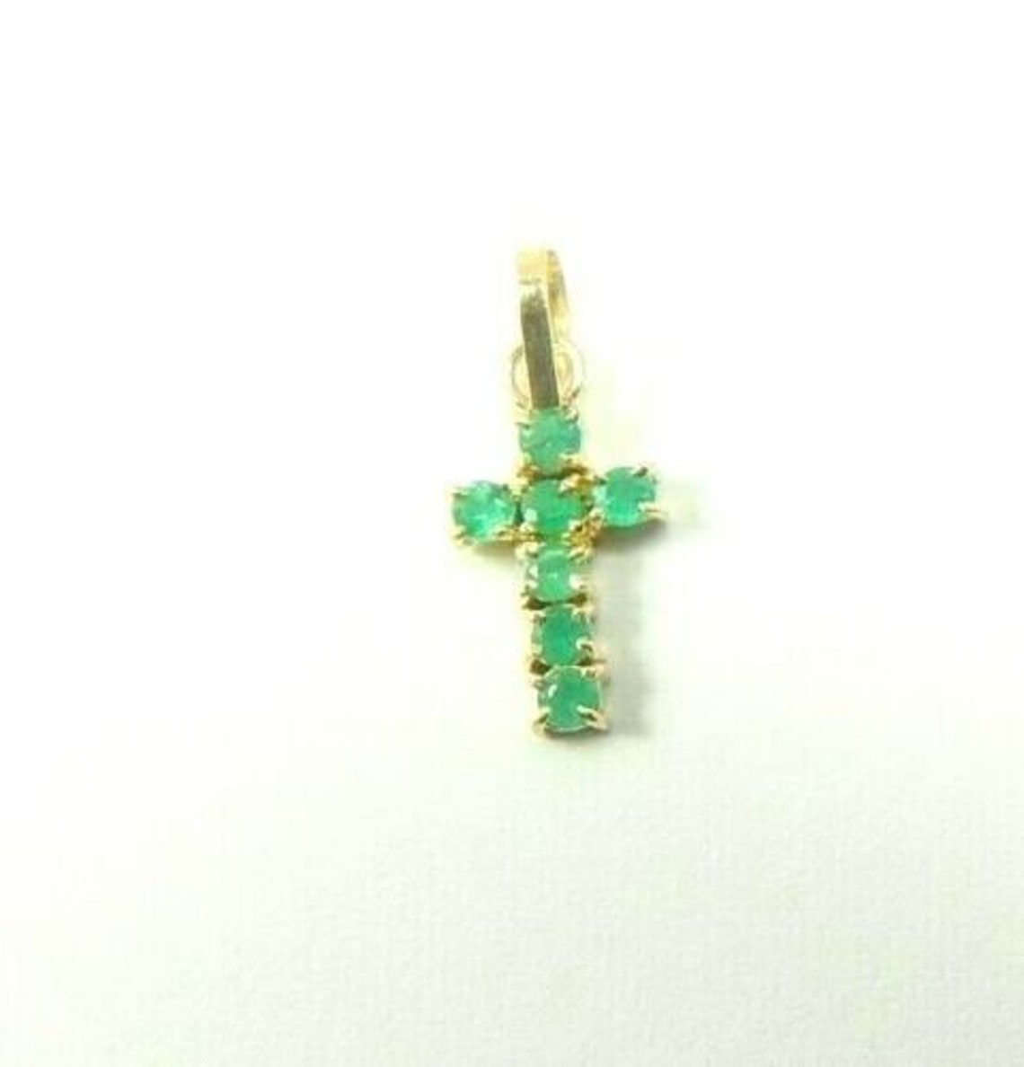 Colombian Emerald Cross Pendant 0.24 TCW 18K Yellow Gold Fine | Etsy