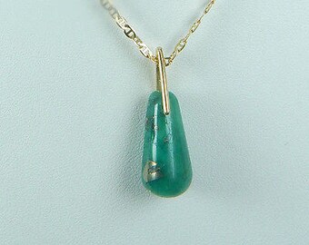 Colombian Emerald Pear Shape 13.46 Cts Pendant 18K Y Gold Jewelry Fine Muzo Cabochon