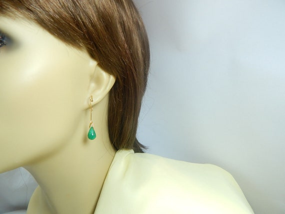 Colombian Emerald Earrings Cabochon Pear shape 7.… - image 4