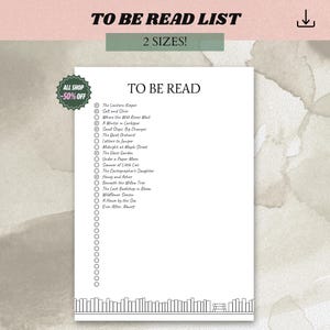 To Be Read List Printable for Bullet Journals | Book Tracker and Reading Journal
