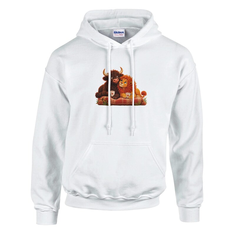 Hoodie Stier und Löwin mit der Mähne – 4 Motive | Unisex Gildan 18500 | Weiß, Hellgrau | S–3XL Bild 1