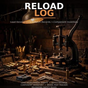 Handloading Log Book Printable | Load Development, Batch Records, Brass Inventory (PDF)