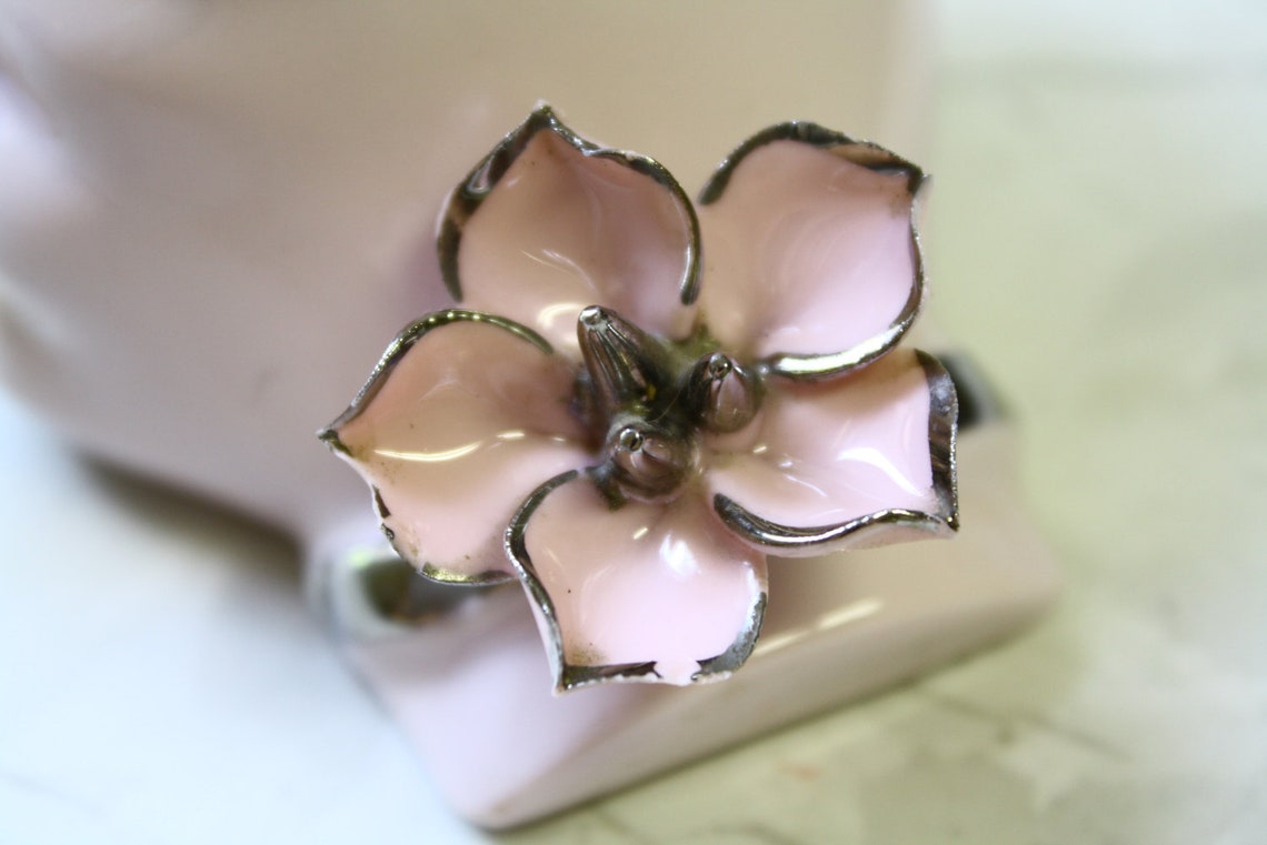 Ucagco Ceramics Japan Pink Hand Holding Vase Gold Trimmed Etsy