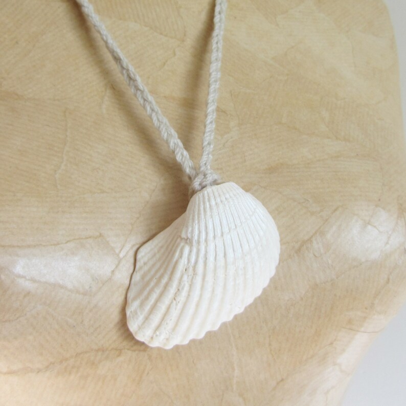 Natural Seashell Pendant Necklace Crocheted Beach Jewellery Etsy UK