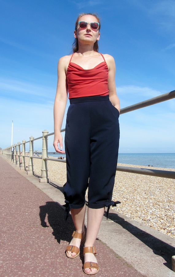 High Waist Capri Trousers With Ties. New Original Design by