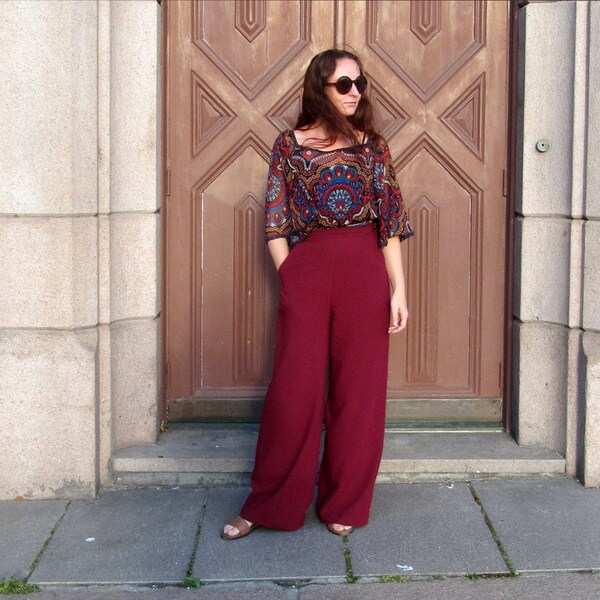 High Waisted Wide Leg Pants - Etsy