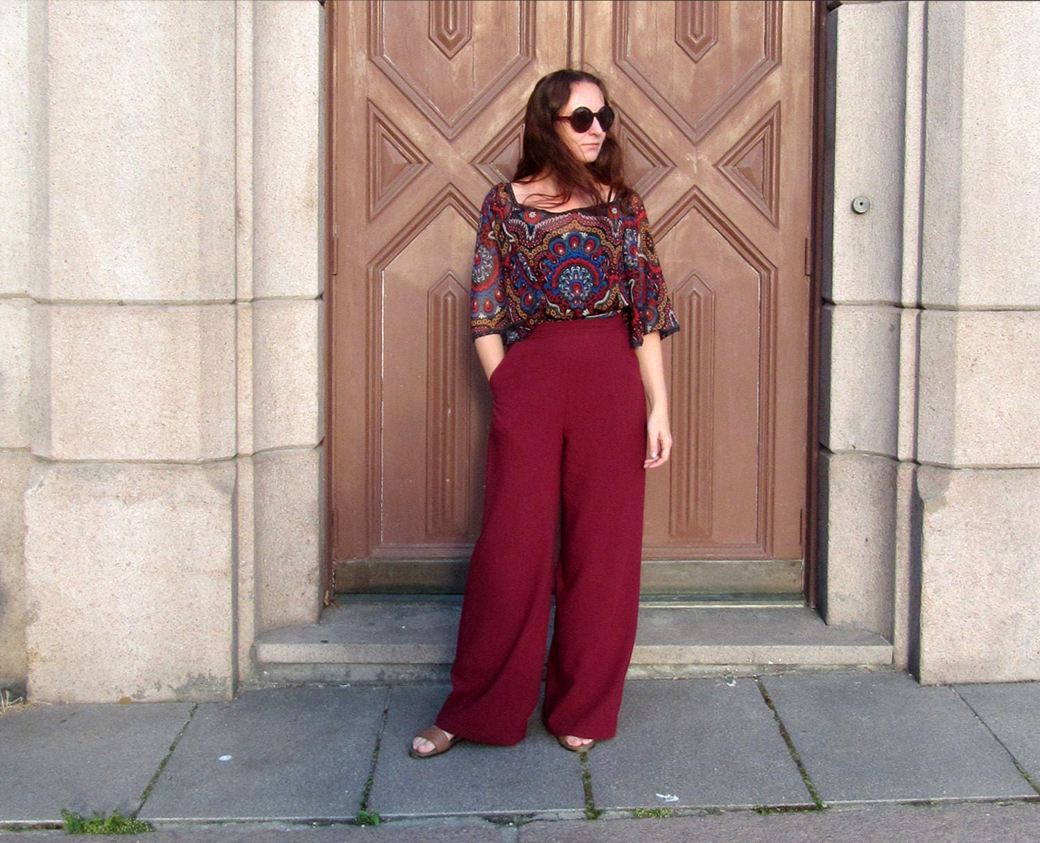 Burgundy Wide Leg Pants Outfits 44 ideas  outfits  Lookastic