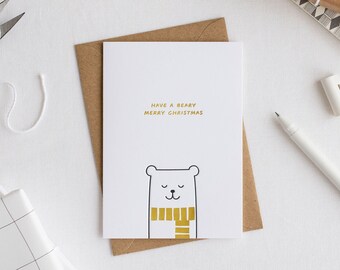 Have A Beary Merry Christmas – Letterpress Christmas Card