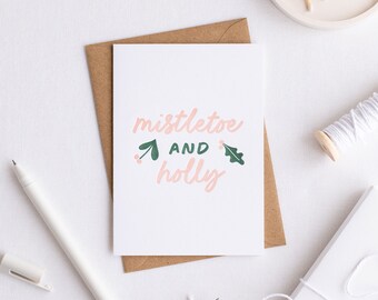 Mistletoe and Holly – Letterpress Christmas Card