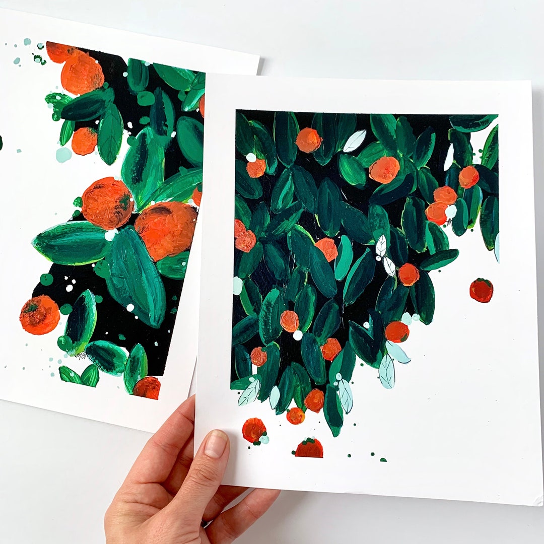 Orange Grove Art Prints Set of Two Coordinating Prints Giclee Art Etsy