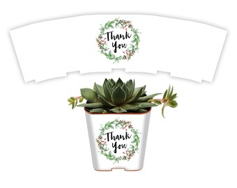 Custom 2" Succulent Wraps, Christmas Wreath Thank You - Perfect to Customize your Party Favors or Gifts for a Bridal or Baby Shower.