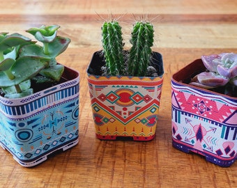 Custom 2" Succulent Wraps, Colorful Native American Pattern, Customize your Party Favors or Gifts for a Bridal or Baby Shower, Wedding.
