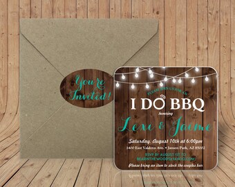 Custom Coasters - I Do BBQ - Optional Kraft paper envelopes & Sealing Stickers - Engagement Couples Shower Stock the Bar