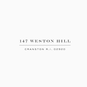 Clean Minimal Return Address Stamp in Rubber or Self Inking for Personalized Mail, Save the Dates, Business Stamp