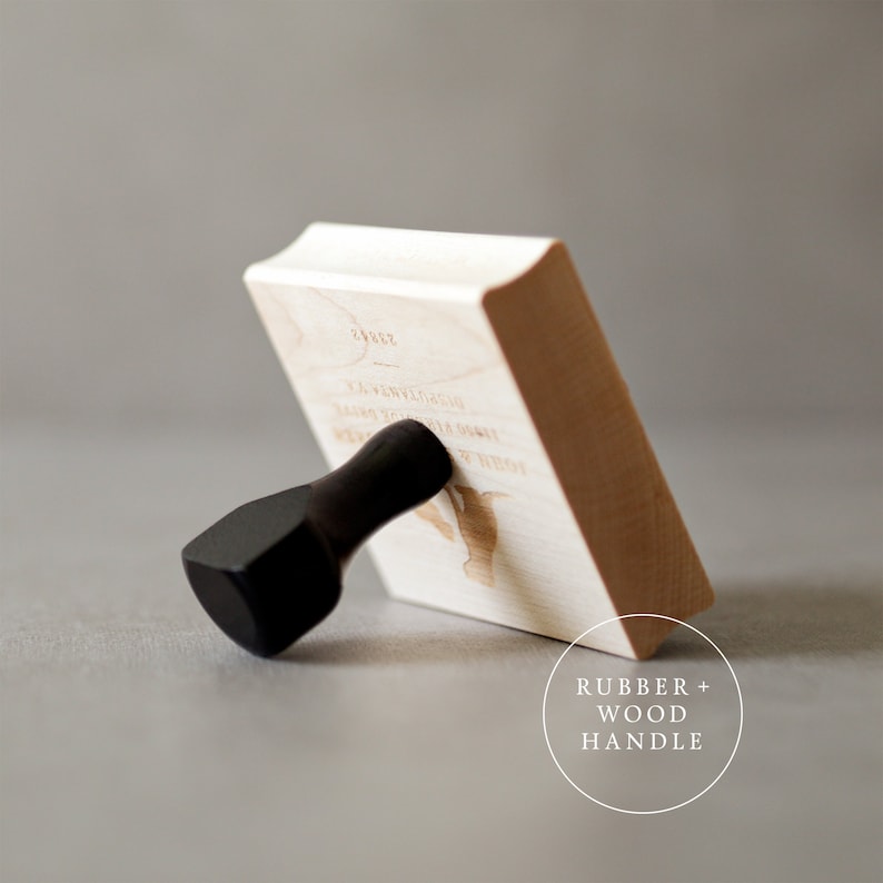 Simple Clean Return Address Stamp | Personalized Self Inking or Rubber Stamp | Modern Name Stamp | Minimalist Custom Stamp | Gift for Writer Rubber + Wood Handle