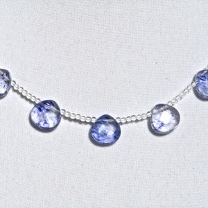 SALE, Dainty Quartz Necklace, Blue Quartz, Marbled Indigo Quartz, Clear Quartz, Natural Stone, Sterling Silver, Minimalist 295 image 1