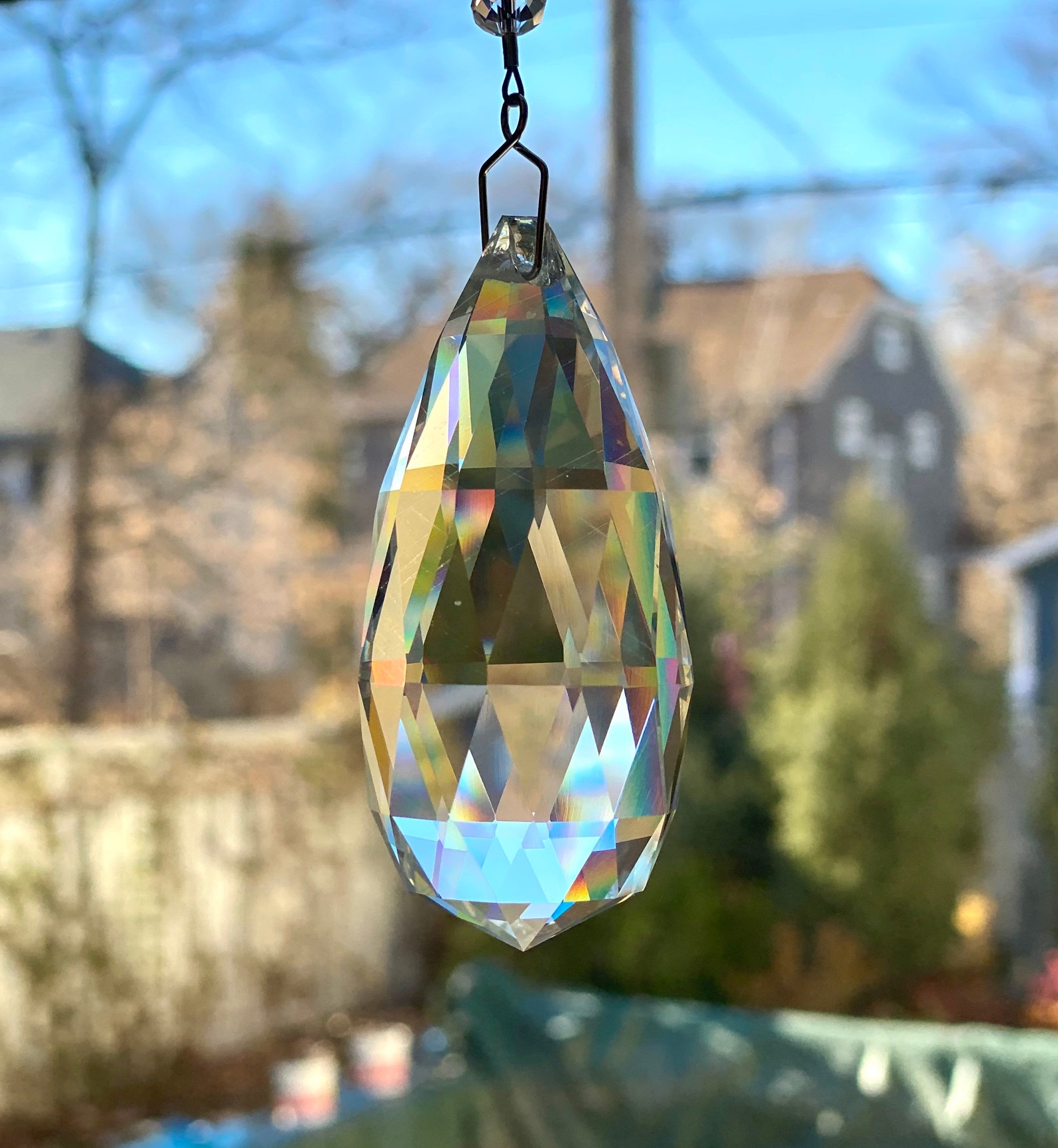 Crystal Sun Catcher Large Sun Catcher Long Teardrop Clear Etsy