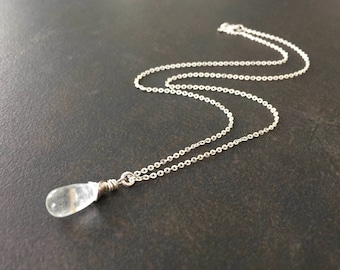 Aquamarine Necklace, Dainty Aquamarine, Gemstone Necklace, Sterling Silver, Minimalist Jewelry, March Birthstone, Gift For Her  1346