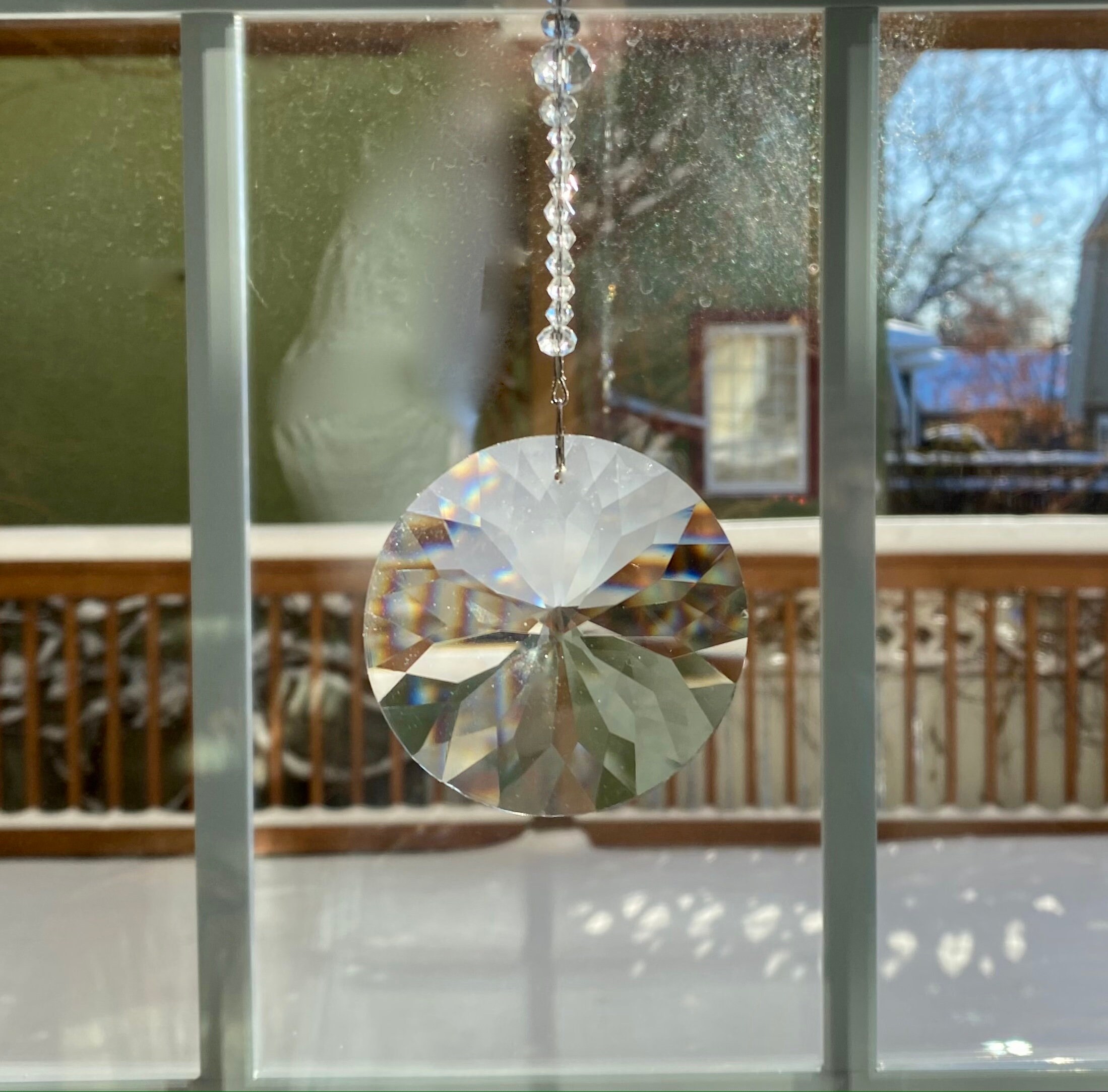 Crystal Sun Catcher Large Sun Catcher Crystal Disc Prism Sun Etsy