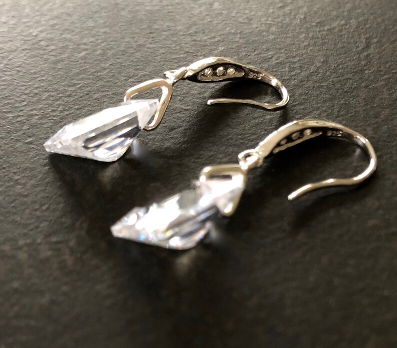 CZ Statement Earrings Clear CZ Rectangle Earrings Cubic Etsy
