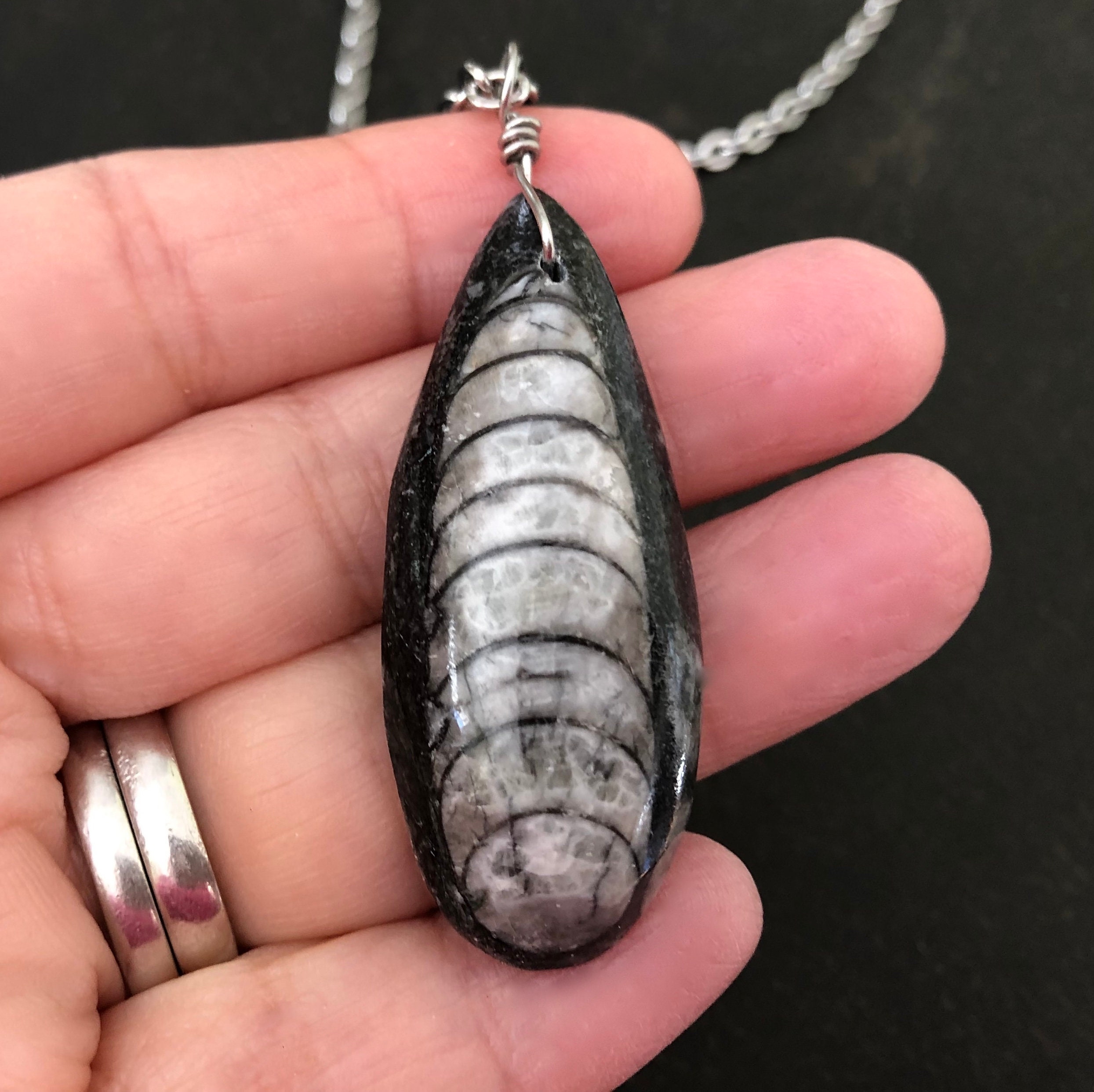 Men's Stone Necklace Fossil Necklace 