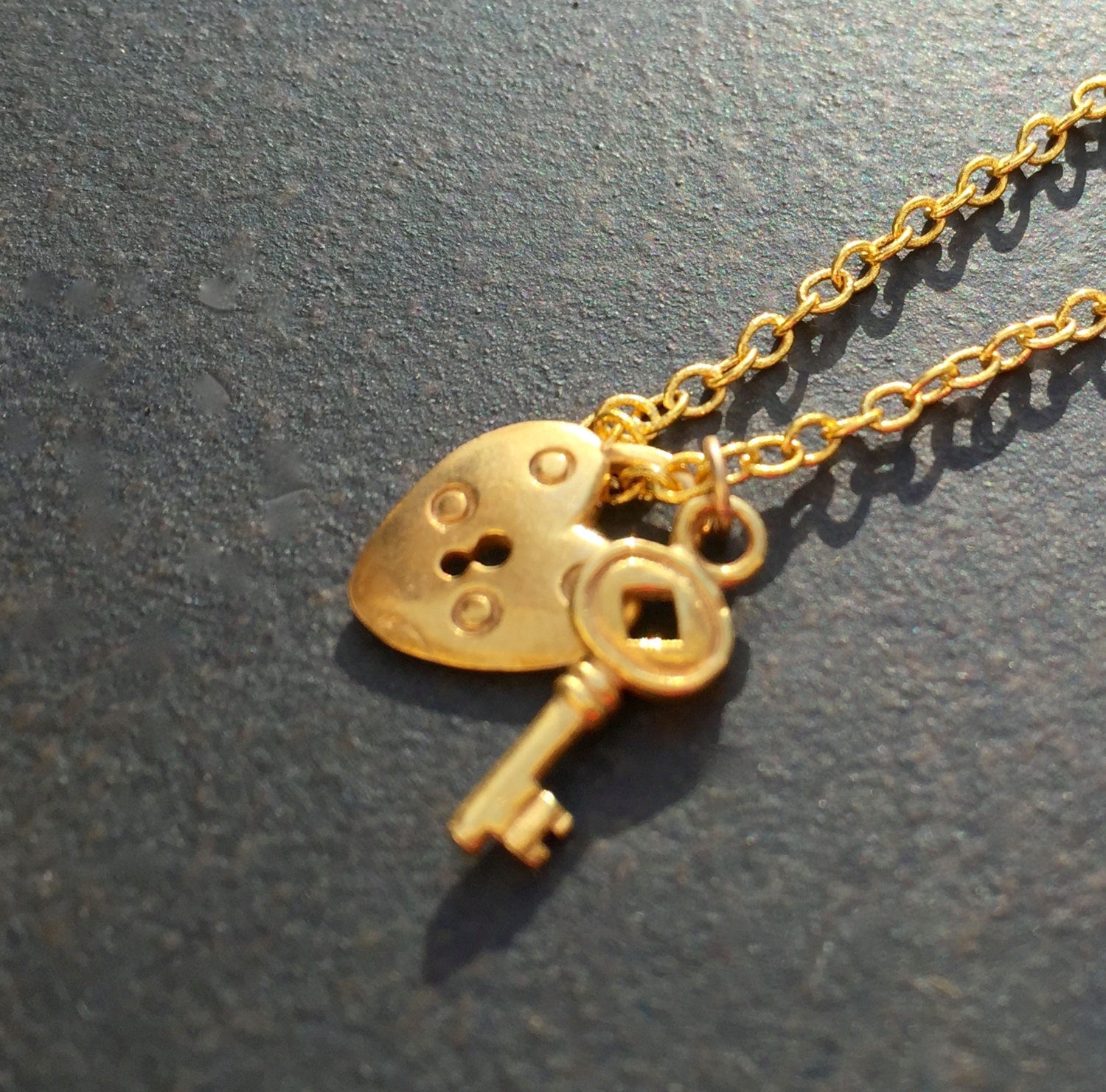 Lock and Key Necklace Gold Lock and Key Love Necklace Etsy Canada
