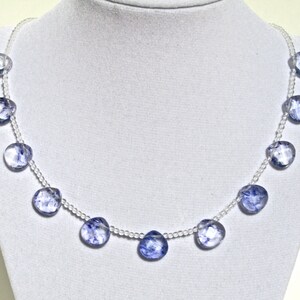 SALE, Dainty Quartz Necklace, Blue Quartz, Marbled Indigo Quartz, Clear Quartz, Natural Stone, Sterling Silver, Minimalist 295 image 2
