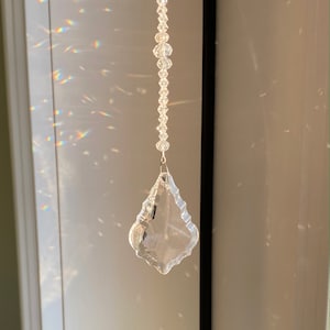 Crystal Sun Catcher, French Cut Crystal Teardrop, Clear Crystal, Prism Sun Catcher, Sparkly Ornament, Window Decoration, Wedding Decor 1779S