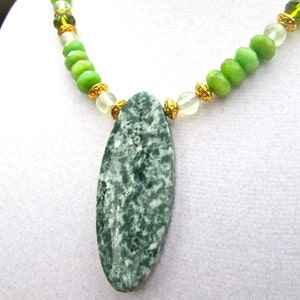 Green Stone Necklace, Green Garnet, Peridot Gemstone, Big Jade Pendant, Tree Jade, Natural Stone, Semi Precious, Gift for Her 364 image 3