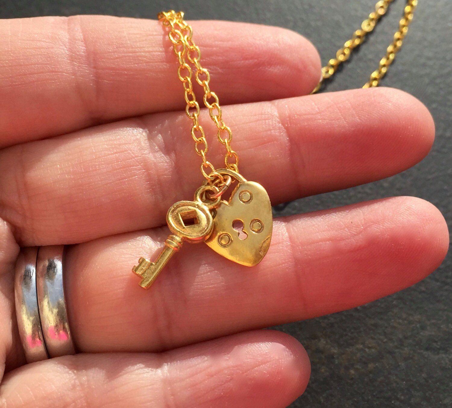 Lock and Key Necklace Gold Lock and Key Love Necklace Etsy Canada